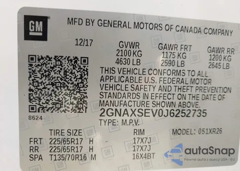 2018 Chevrolet Equinox Lt from USA, damaged, VIN 2GNAXSEV0J6252735